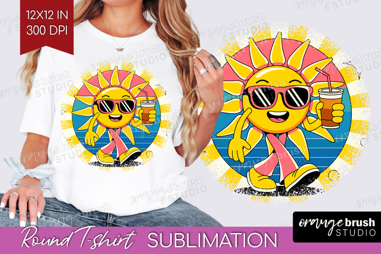 Groovy Round Tshirt Background - Summer PNG Sublimation