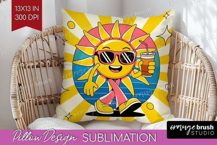 Groovy Pillow Sublimation - Summer Pillow Cover PNG example image 1