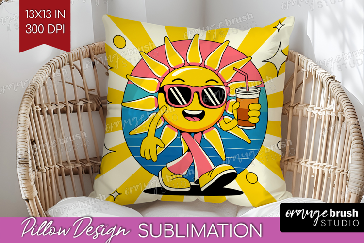 Groovy Pillow Sublimation - Summer Pillow Cover PNG
