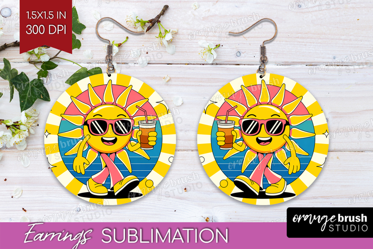 Groovy Round Earrings - Summer PNG Sublimation