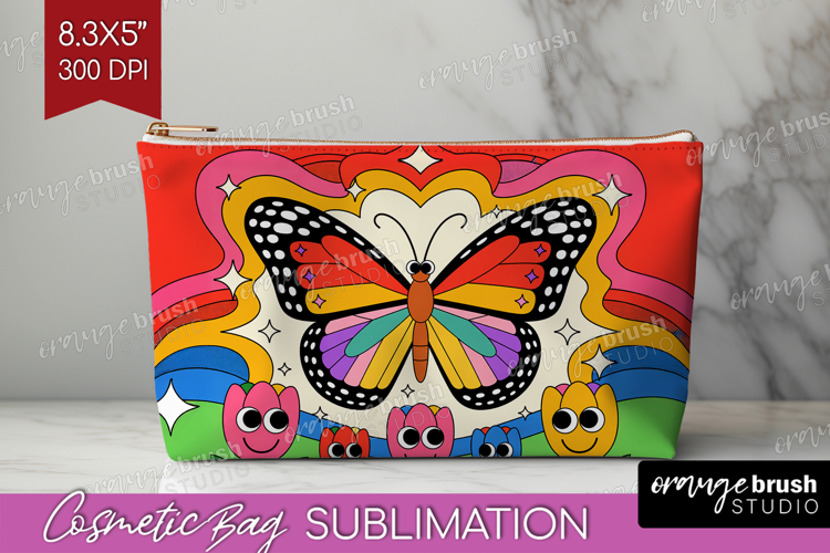 Groovy Cosmetic Bag - Summer Makeup Bag PNG Sublimation