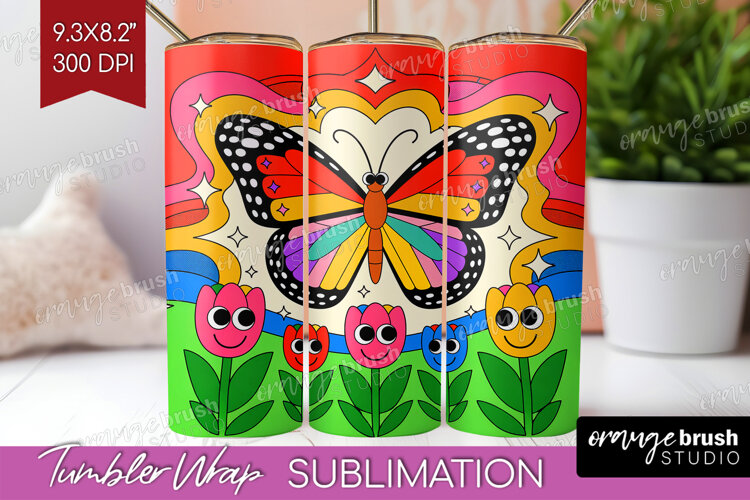 Groovy Tumbler Wrap - Summer Tumbler PNG Sublimation example image 1
