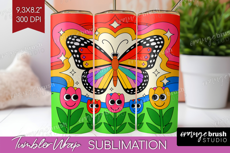 Groovy Tumbler Wrap - Summer Tumbler PNG Sublimation