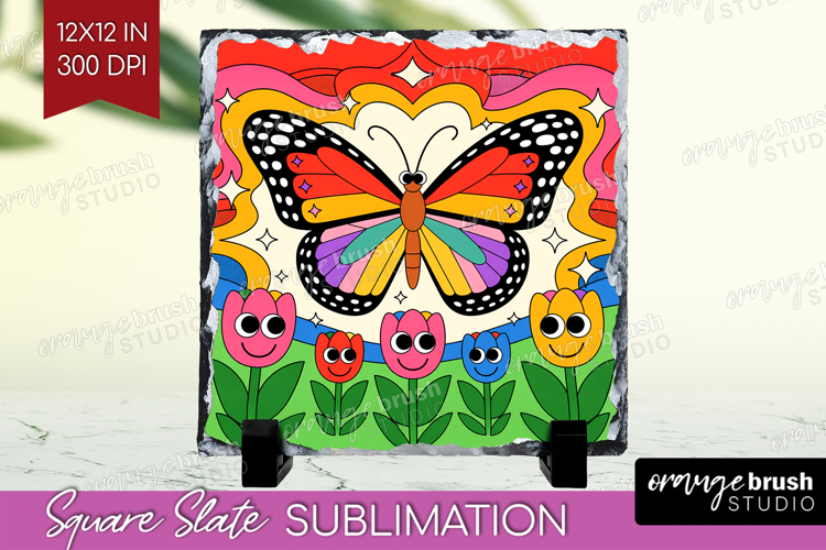 Groovy Slate PNG - Summer Square Slate Sublimation