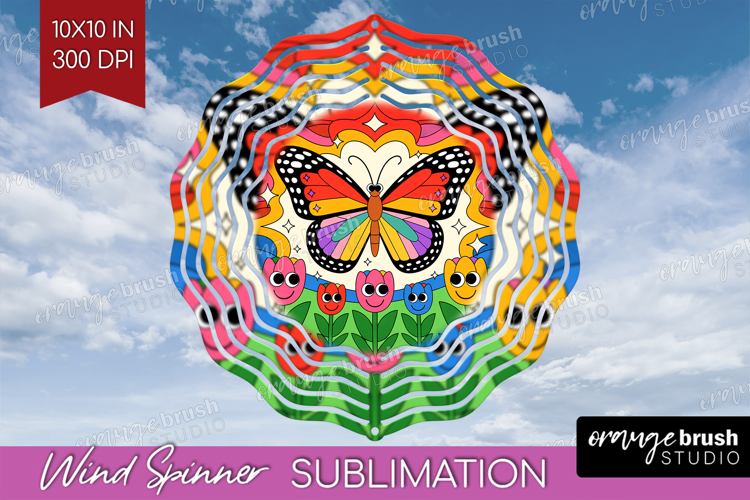 Groovy Wind Spinner Sublimation PNG - Summer Round Template