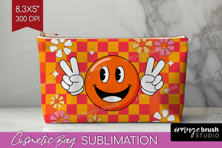 Groovy Cosmetic Bag - Summer Makeup Bag PNG Sublimation