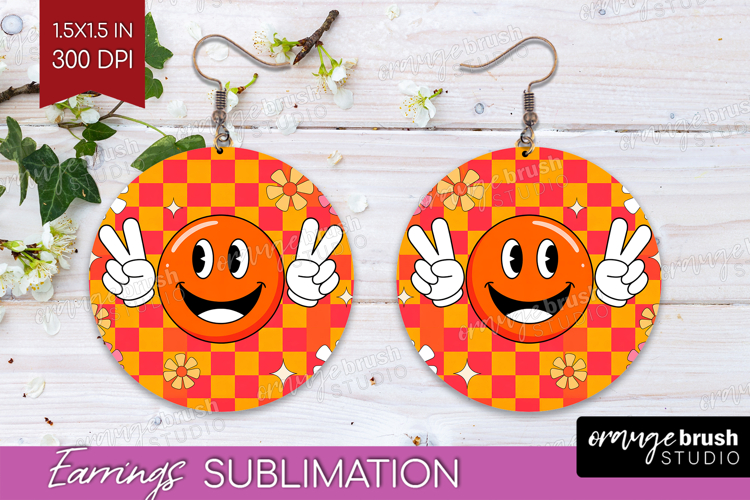Groovy Round Earrings - Summer PNG Sublimation