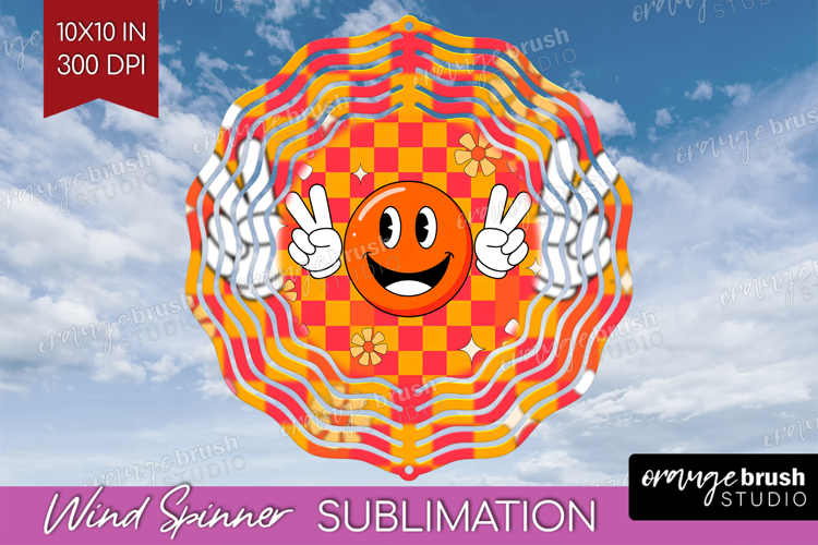 Groovy Wind Spinner Sublimation PNG - Summer Round Template