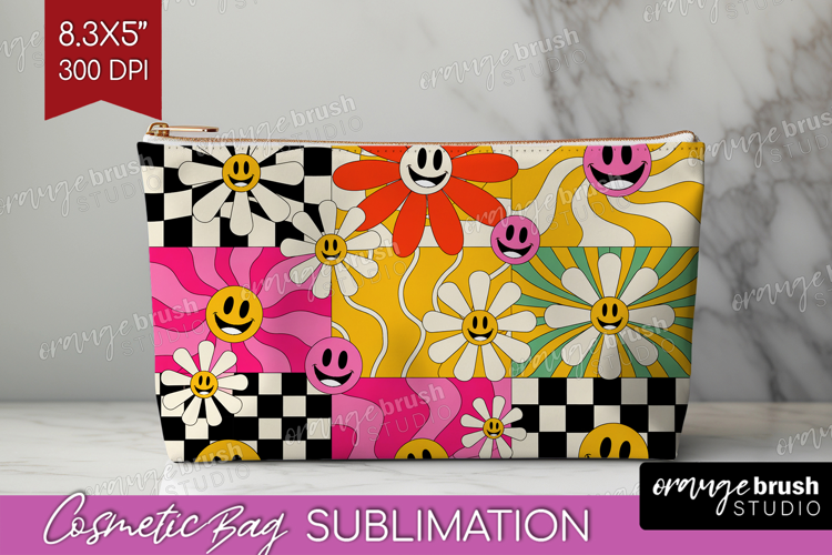 Groovy Cosmetic Bag - Summer Makeup Bag PNG Sublimation