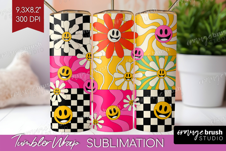 Groovy Tumbler Wrap - Summer Tumbler PNG Sublimation example image 1