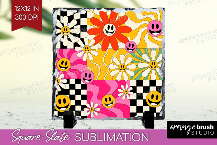 Groovy Slate PNG - Summer Square Slate Sublimation
