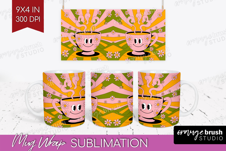 Groovy Mug Wrap - Summer Mug PNG Sublimation