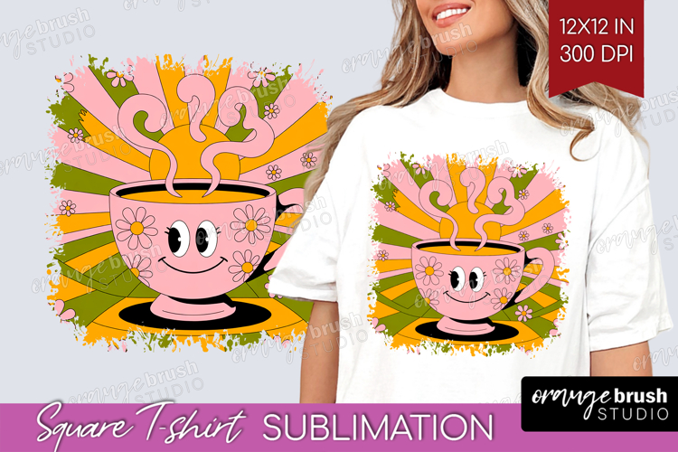 Groovy Square Tshirt Background - Summer PNG Sublimation