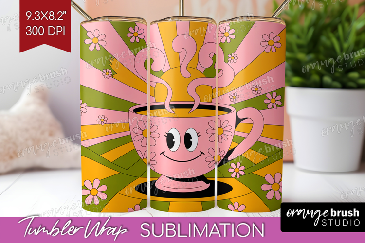 Groovy Tumbler Wrap - Summer Tumbler PNG Sublimation