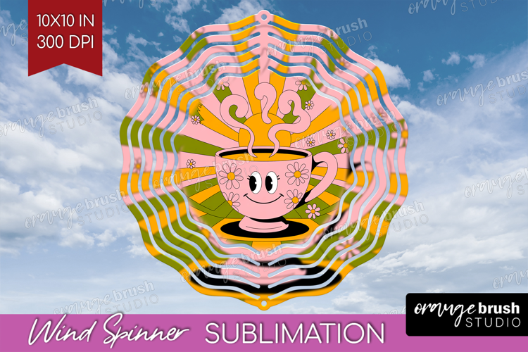 Groovy Wind Spinner Sublimation PNG - Summer Round Template