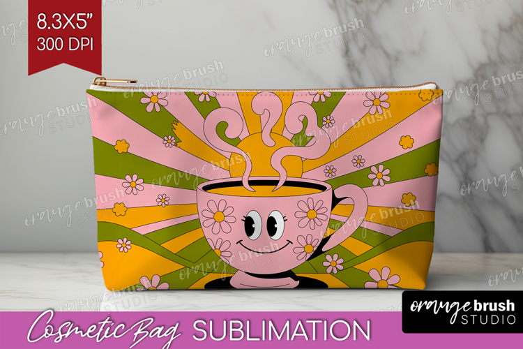 Groovy Cosmetic Bag - Summer Makeup Bag PNG Sublimation example image 1