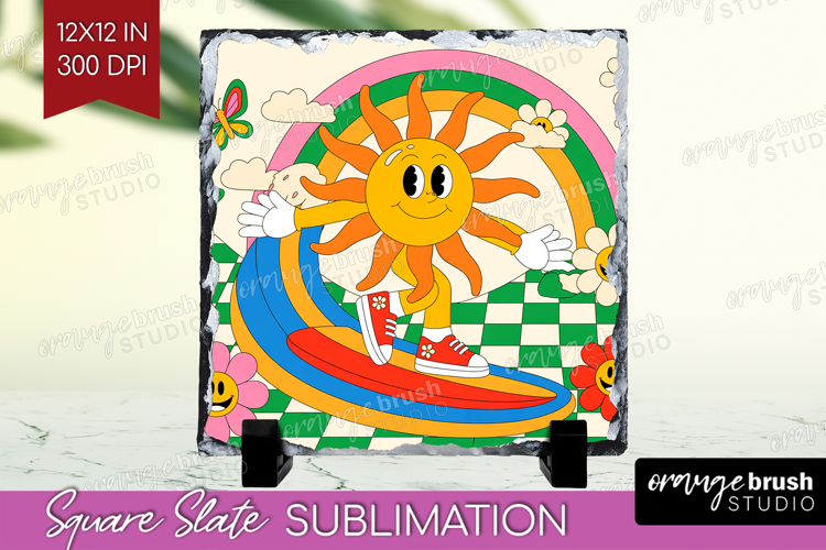 Groovy Slate PNG - Summer Square Slate Sublimation