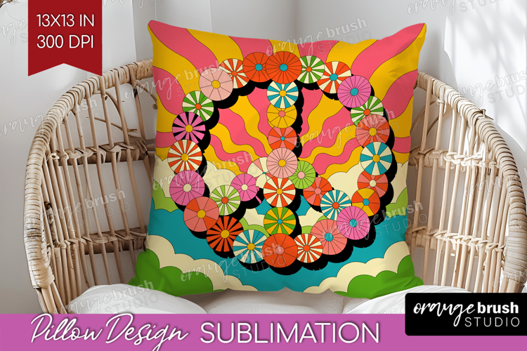 Groovy Pillow Sublimation - Summer Pillow Cover PNG