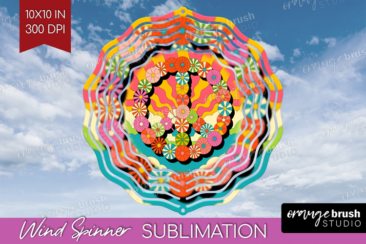 Groovy Wind Spinner Sublimation PNG - Summer Round Template