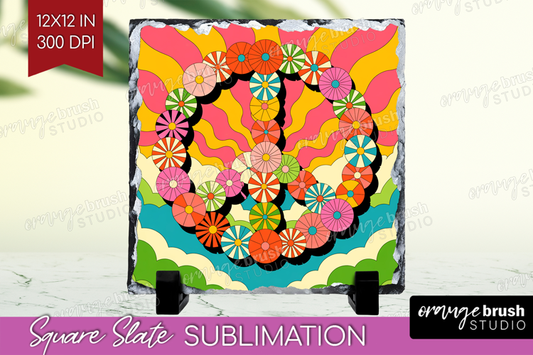 Groovy Slate PNG - Summer Square Slate Sublimation