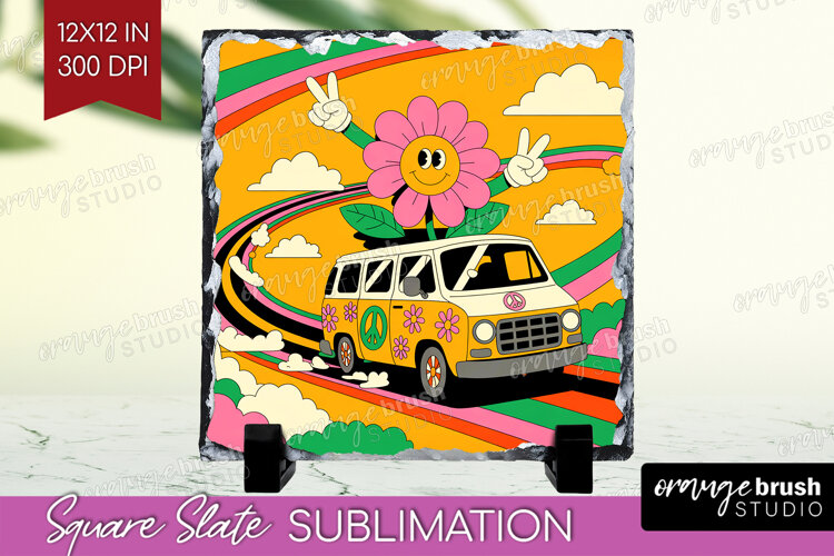 Groovy Slate PNG - Summer Square Slate Sublimation example image 1