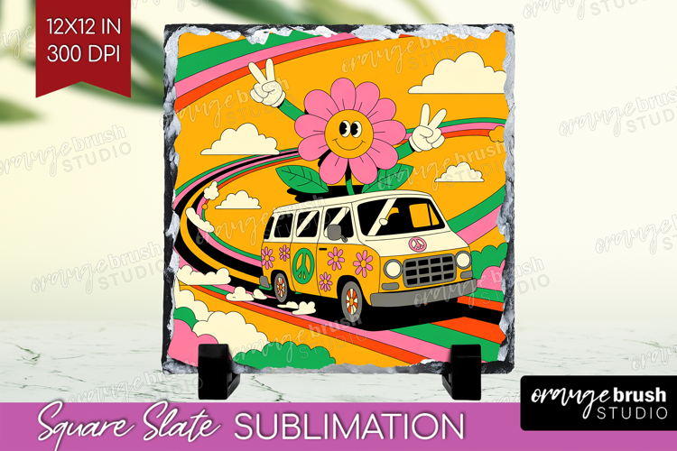Groovy Slate PNG - Summer Square Slate Sublimation