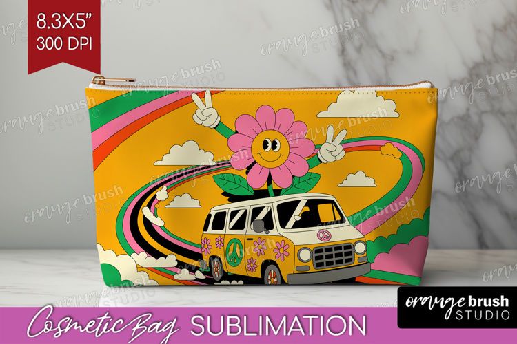 Groovy Cosmetic Bag - Summer Makeup Bag PNG Sublimation