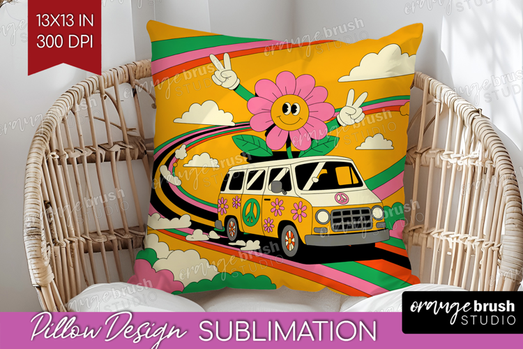 Groovy Pillow Sublimation - Summer Pillow Cover PNG