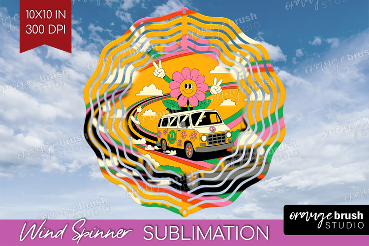 Groovy Wind Spinner Sublimation PNG - Summer Round Template