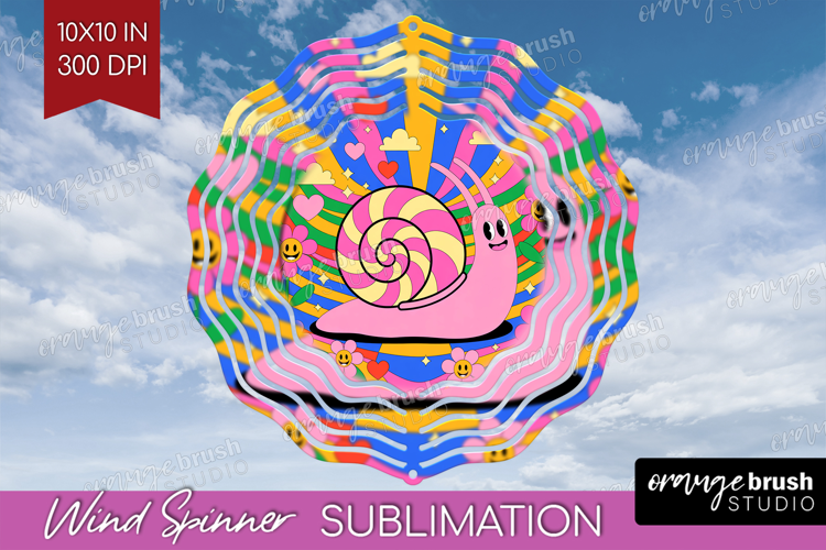 Groovy Wind Spinner Sublimation PNG - Summer Round Template