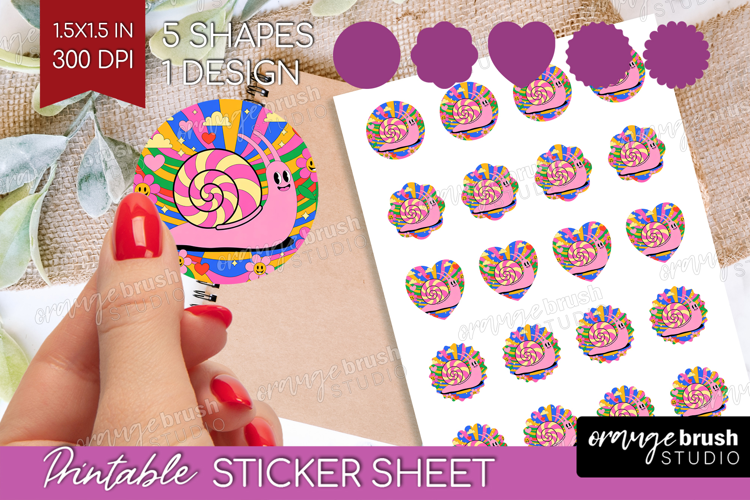 Groovy Round Sticker - Summer Printable Sticker Sheet