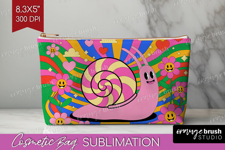 Groovy Cosmetic Bag - Summer Makeup Bag PNG Sublimation example image 1