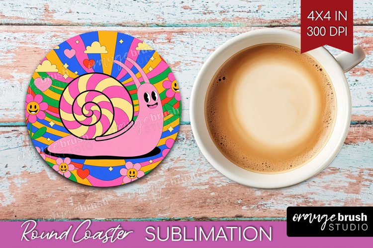Groovy Round Coaster - Summer Coaster PNG Sublimation