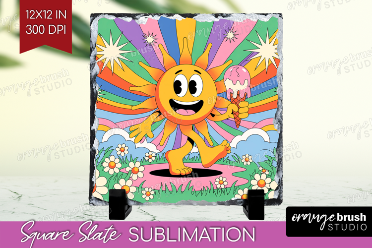 Groovy Slate PNG - Summer Square Slate Sublimation