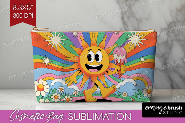 Groovy Cosmetic Bag - Summer Makeup Bag PNG Sublimation