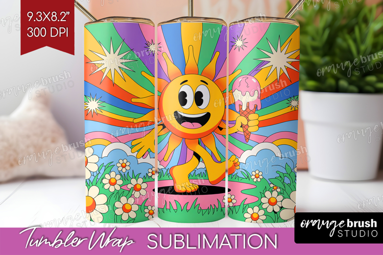 Groovy Tumbler Wrap - Summer Tumbler PNG Sublimation