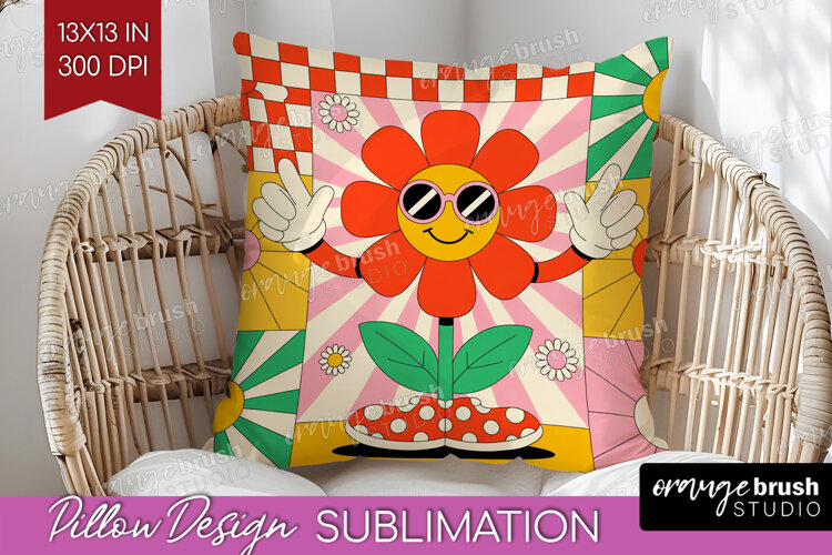 Groovy Pillow Sublimation - Summer Pillow Cover PNG example image 1
