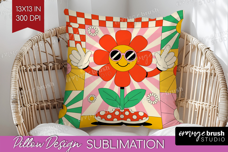 Groovy Pillow Sublimation - Summer Pillow Cover PNG
