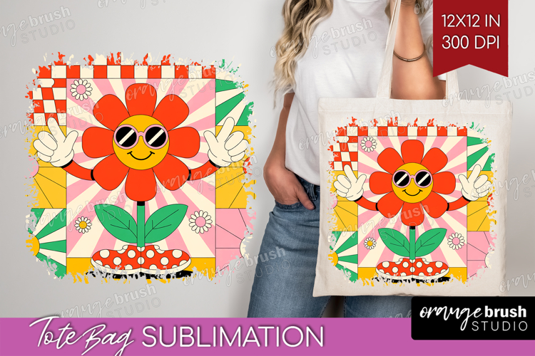 Groovy Tote Bag - Summer Tote Bag PNG Sublimation example image 1