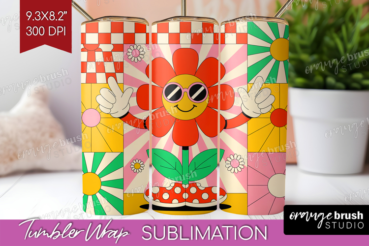Groovy Tumbler Wrap - Summer Tumbler PNG Sublimation