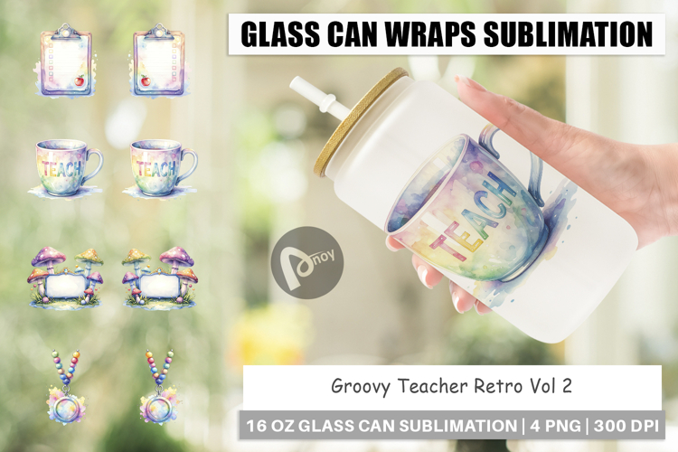 Groovy Teacher Retro Glass Can