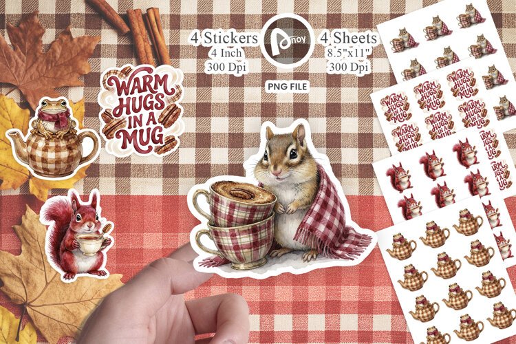 Teacup Autumn Animals Sticker example image 1