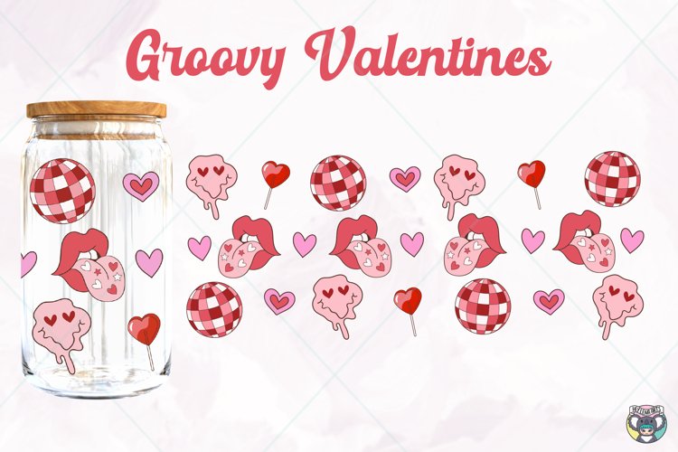 16oz Valentines Day Libbey Glass Can Svg, Valentines Day Svg example image 1