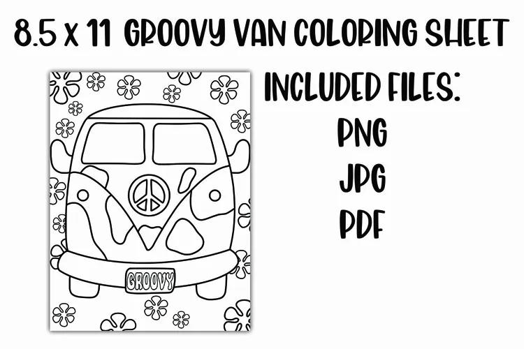 Groovy Van Retro Coloring Sheet
