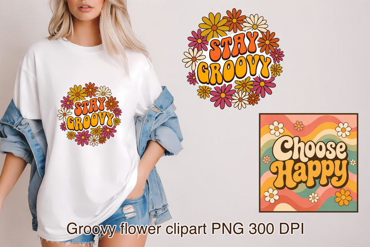Groovy Flower Positive Quotes Clipart PNG Design