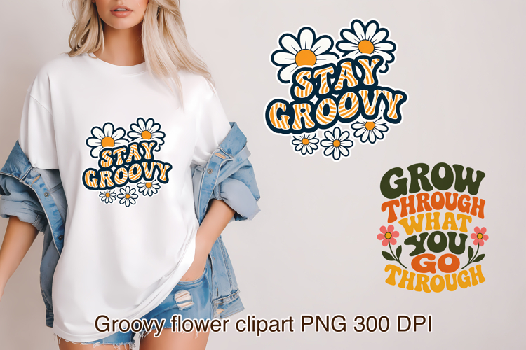 Groovy Flower Positive Quotes Clipart PNG Design