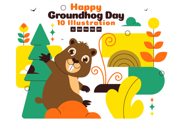 10 Happy Groundhog Day Illustration