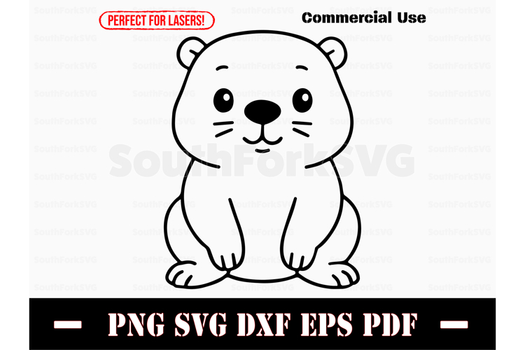 Cute Baby Groundhog Doodle Design SVG PNG DXF EPS PDF example image 1