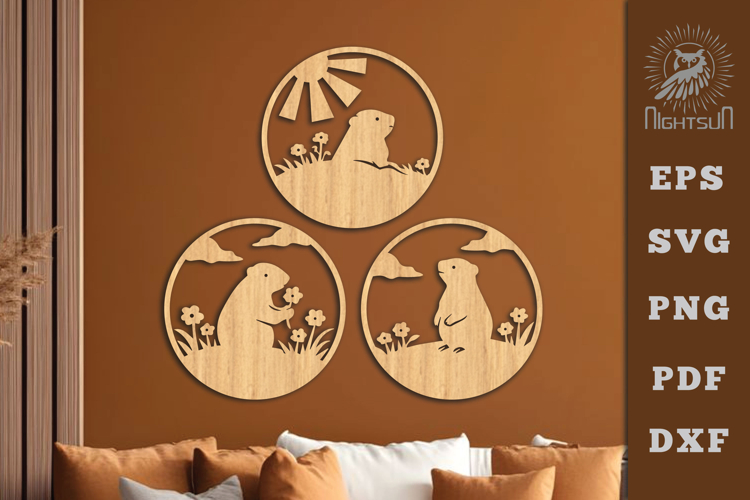 Groundhog Round Lasercut Wall Decor