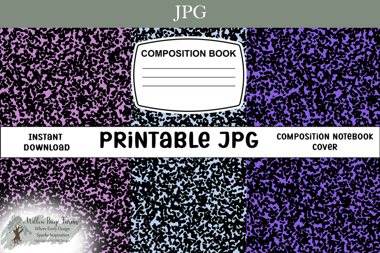 Color Composition Notebook Cover Pink, Purple & Blue